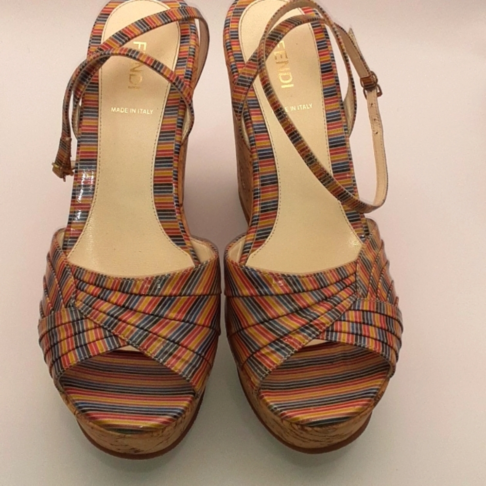Fendi Multicolor Espadrille Wedges